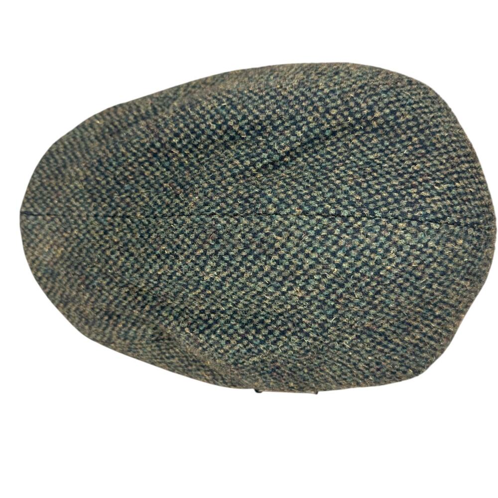Crowncap Mens Wool Tweed Flat Cap Ivy Driving Hat Ear Flaps Green Vintage - Picture 5 of 14